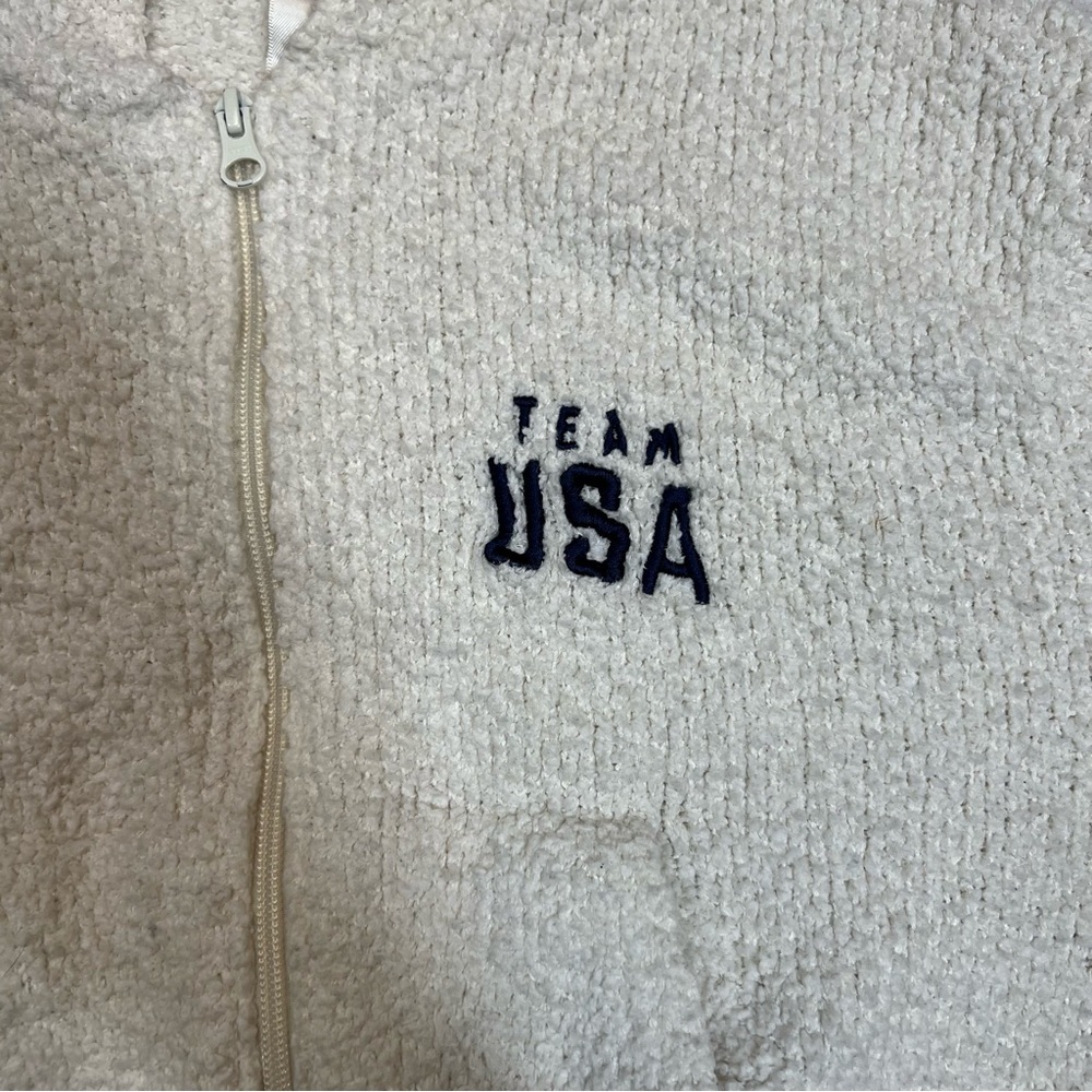 SKIMS x Team USA Olympic Sherpa Zip Hoodie Cream Teddy Fleece XXS XS - Picture 3 of 6